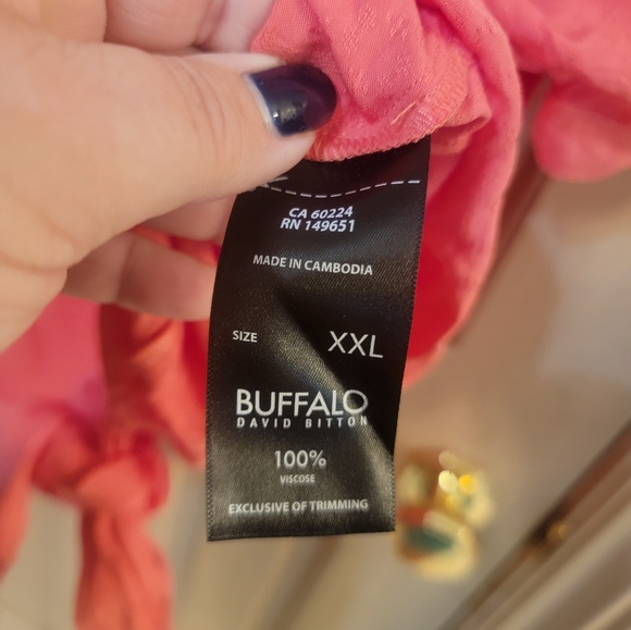 Womens Plus Sz XXL Peach Tie Front Shirt Buffalo David Bitton - Picture 5 of 9